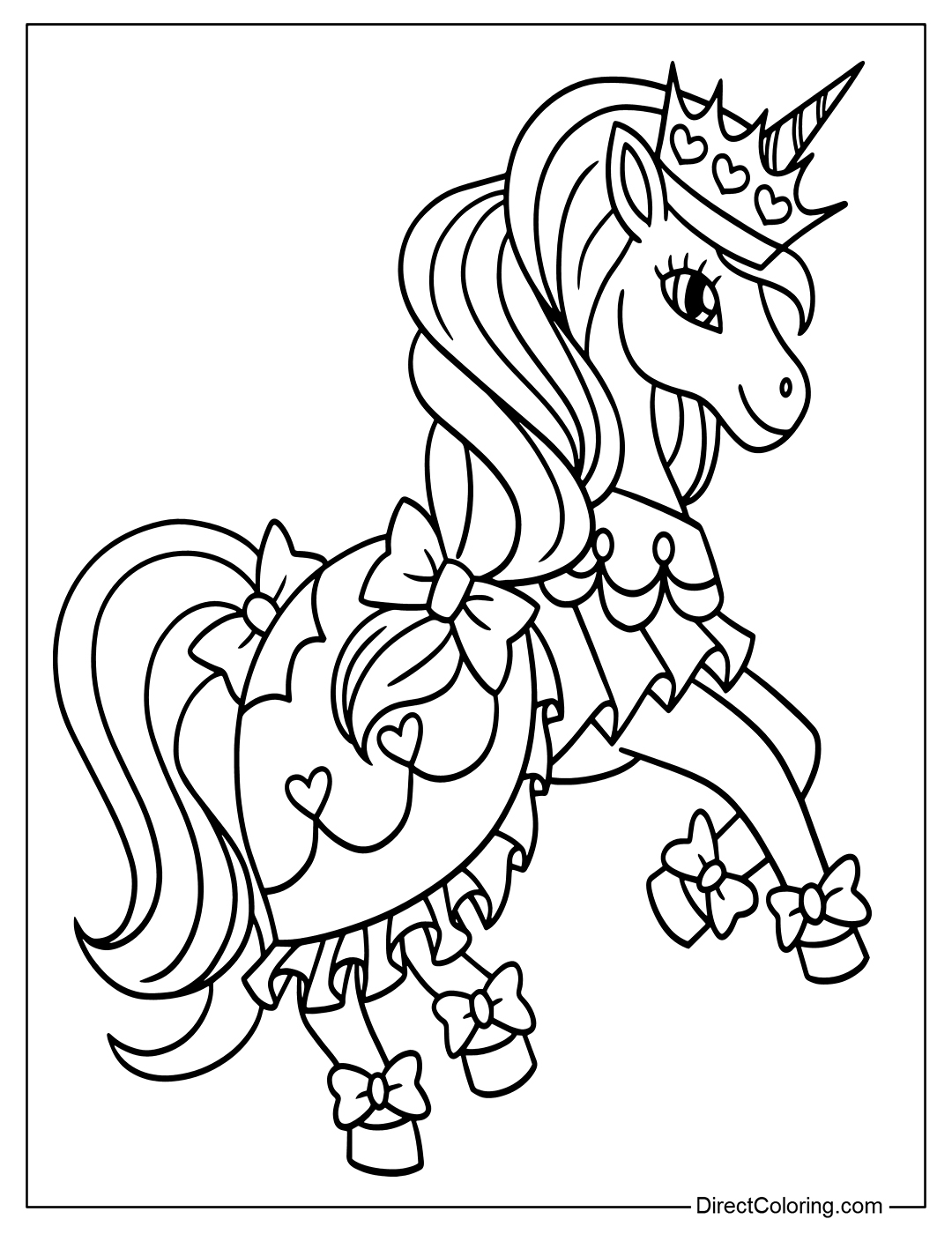 Color Page Unicorn Princess for Girl